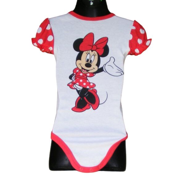 DISNEY Minnie Mouse Bodysuit, 6-9M, SS, Polka Dots. Summery - Picture 5 of 7